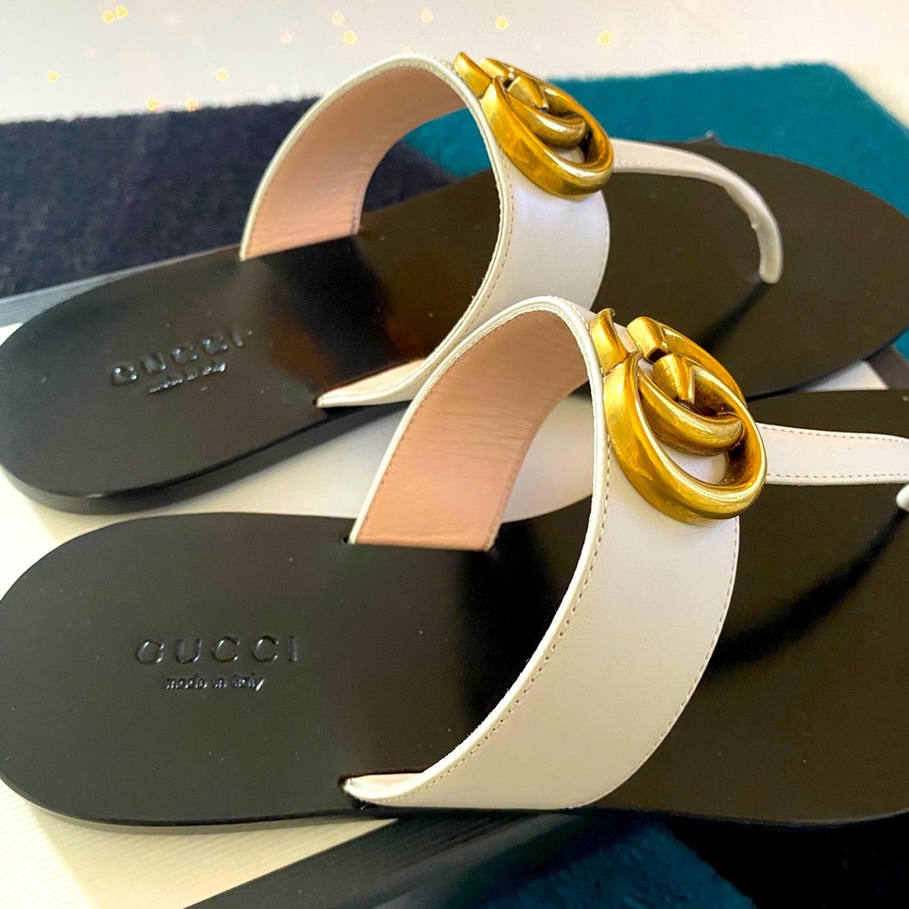 Gucci original double G leather sandals size 6 1/2
